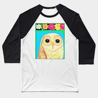 Flower Power Owl Baseball T-Shirt